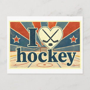 "Ich [Herz] Hockey" Postkarte