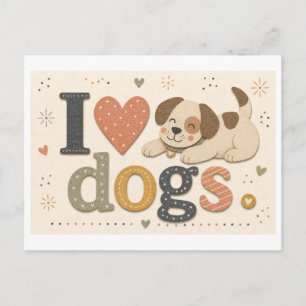 "Ich [Herz] Hunde" Postkarte