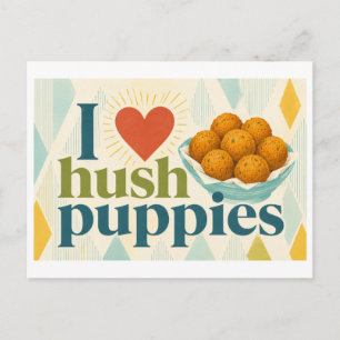 "Ich [Herz] Hush Puppies" Postkarte
