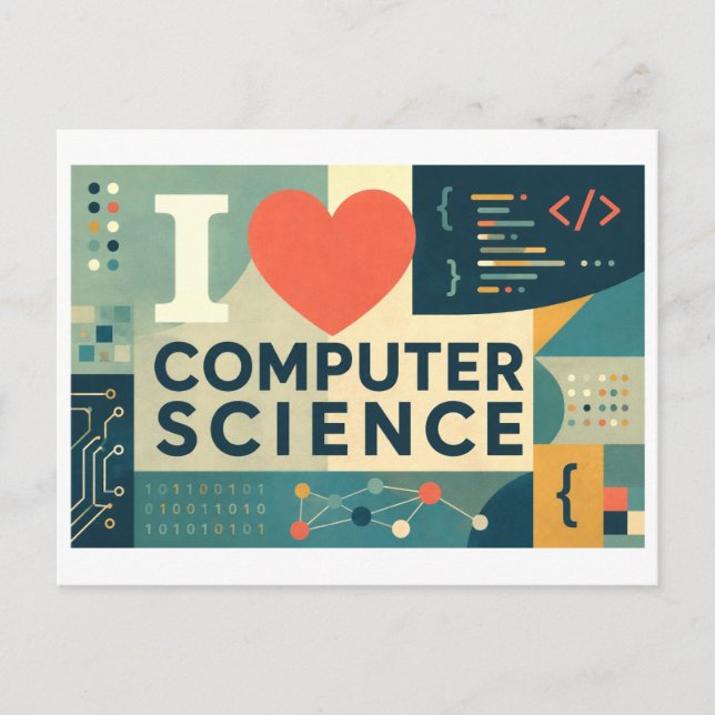"Ich [Herz] Informatik" Postkarte (Vorderseite)