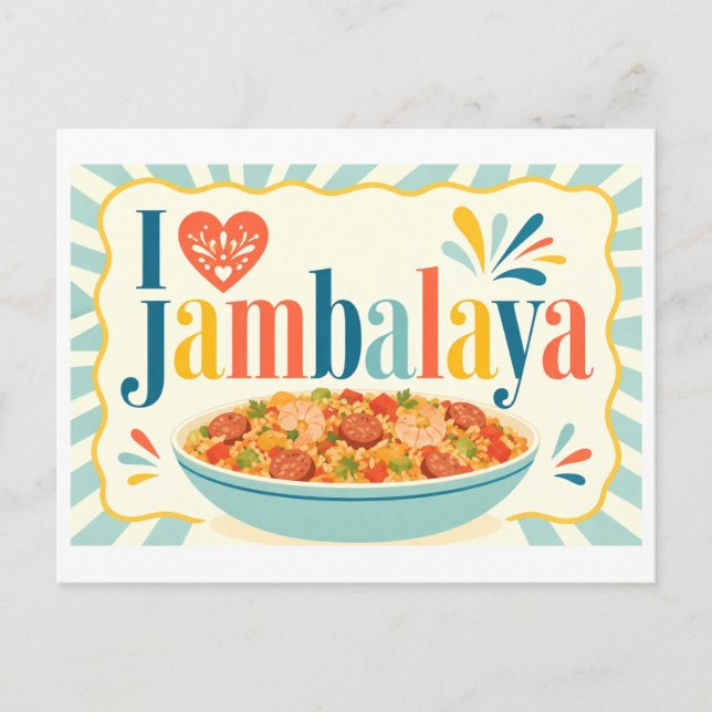 "Ich [Herz] Jambalaya" Postkarte (Vorderseite)