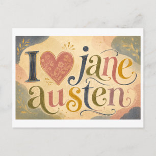 "Ich [Herz] Jane Austen" Postkarte