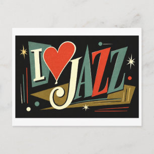 "Ich [Herz] Jazz" Postkarte