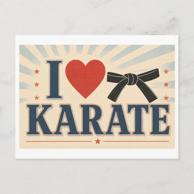 "Ich [Herz] Karate" Postkarte (Vorderseite)