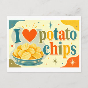 "Ich [Herz] Kartoffelchips" Postkarte
