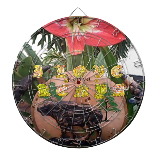 Ich (Herz) Kenia Büffel Patch/Print Dartscheibe (vorne)