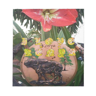 Ich (Herz) Kenia Büffel Patch/Print Notizblock