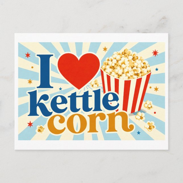 "Ich [Herz] Kettle Corn" Postkarte (Vorderseite)