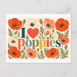 "Ich [Herz] Klatschmohn" Postkarte