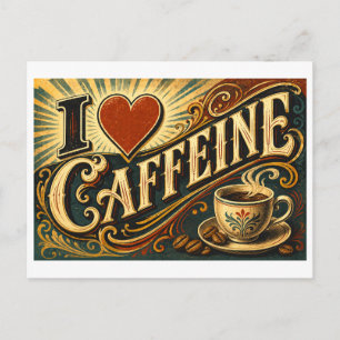 "Ich [Herz] Koffein" Postkarte