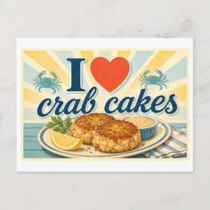 "Ich [Herz] Krabbenkuchen" Postkarte