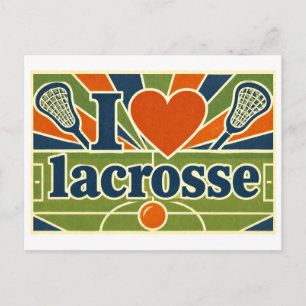 "Ich [Herz] Lacrosse" Postkarte