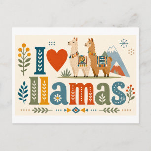 "Ich [Herz] Lamas" Postkarte