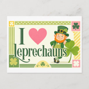 "Ich [Herz] Leprechauns" Postkarte