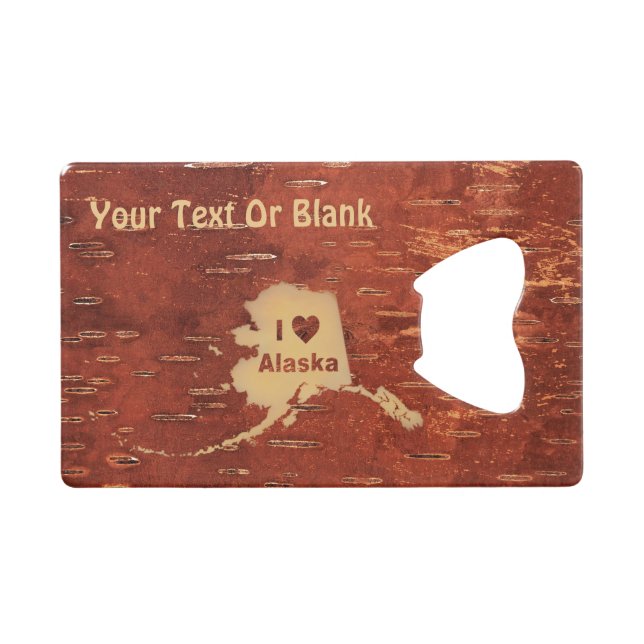 Ich herz (Liebe) Alaska auf der Birkenhalde Geldbeutel Flaschenöffner (Vorderseite (Horizontal))