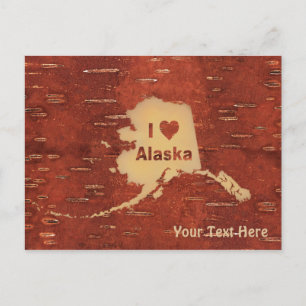 Ich herz (Liebe) Alaska auf der Birkenhalde Postkarte