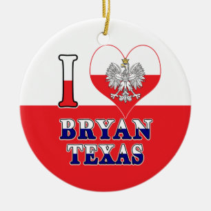 Ich Herz Liebe Bryan Texas Keramik Ornament
