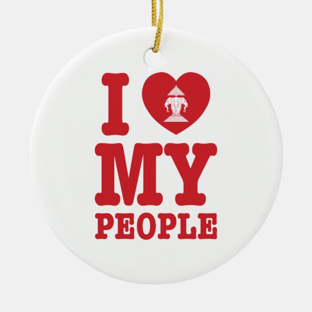 Ich Herz (Liebe) Erawan My Lao People Keramik Ornament (Vorne)