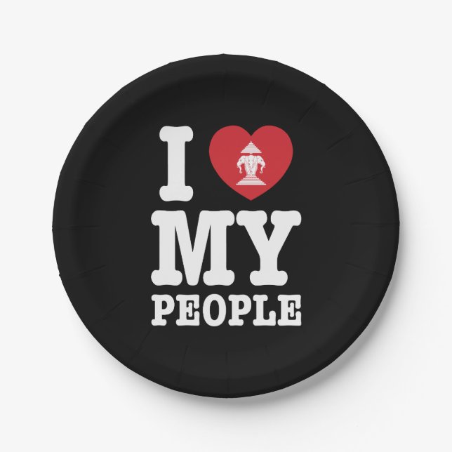 Ich Herz (Liebe) Erawan My Lao People Pappteller (Vorderseite)