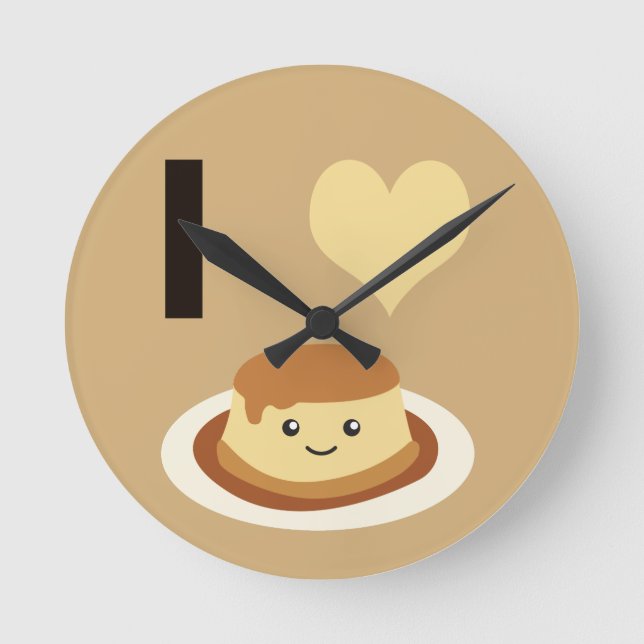 Ich Herz (Liebe) Flan! Runde Wanduhr (Vorderseite)