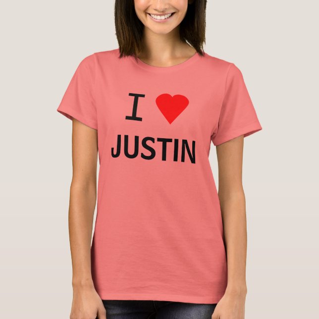 Ich Herz (Liebe) Justin or ? T SHIRT (Vorderseite)