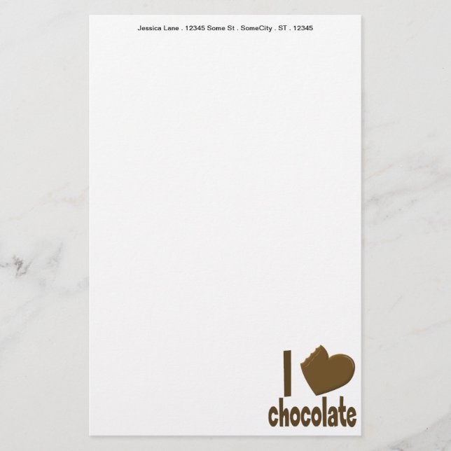 Ich Herz Liebe Schokolade Briefpapier (Vorderseite)