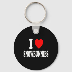 Ich Herz (Liebe) Snowbunnies Skifahren Snowboarden Schlüsselanhänger