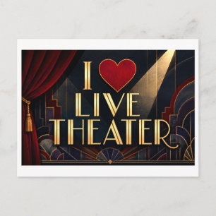 "Ich [Herz] Live-Theater" Postkarte