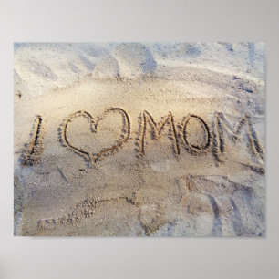 Ich Herz Mama, Liebe Worte auf sonnigen Sandstrand Poster