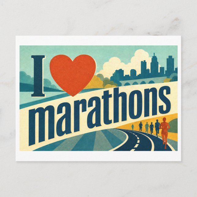 "Ich [Herz] Marathon" Postkarte (Vorderseite)
