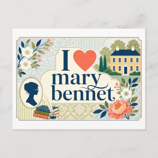 "Ich [Herz] Mary Bennet" Postkarte (Vorderseite)