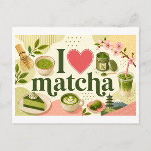 "Ich [Herz] Matcha" Postkarte