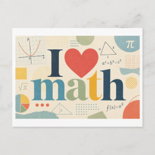 "Ich [Herz] Mathe" Postkarte