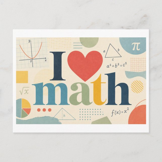"Ich [Herz] Mathe" Postkarte (Vorderseite)