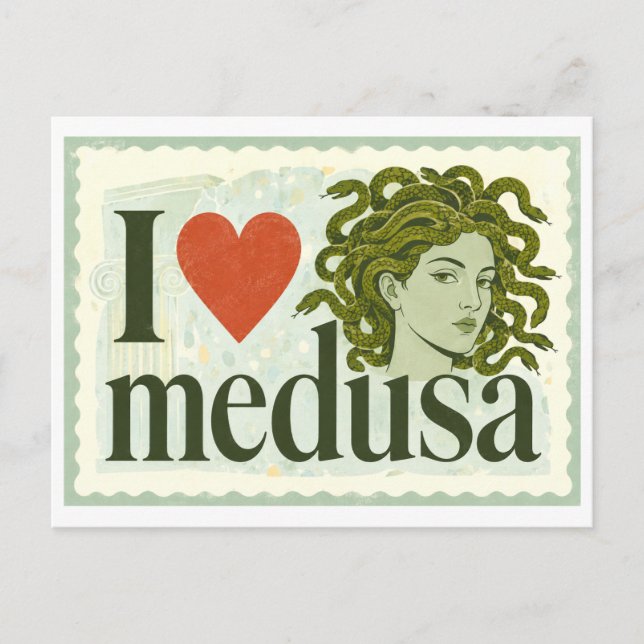 "Ich [Herz] Medusa" Postkarte (Vorderseite)