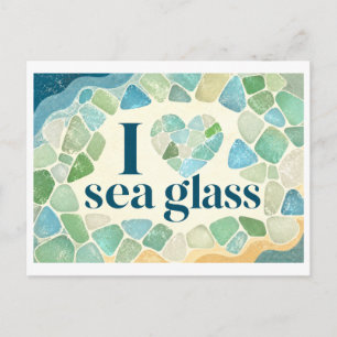 "Ich [Herz] Meeresglas" Postkarte