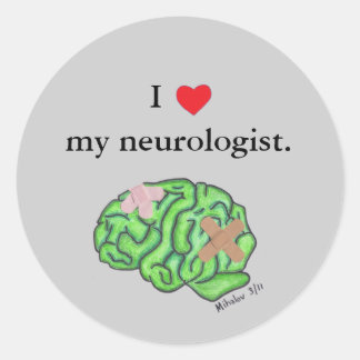 Ich [Herz] mein Neurologe Runder Aufkleber