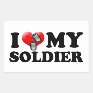Ich (Herz) mein Soldat Rechteckiger Aufkleber