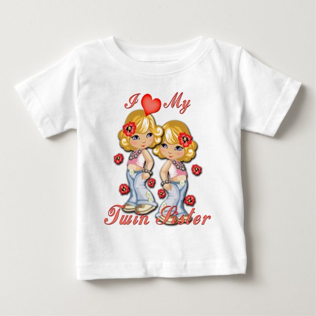 Ich (Herz) meine Schwester Baby T-shirt (Vorderseite)