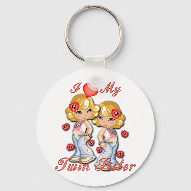 Ich (Herz) meine Schwester Schlüsselanhänger (Vorderseite)