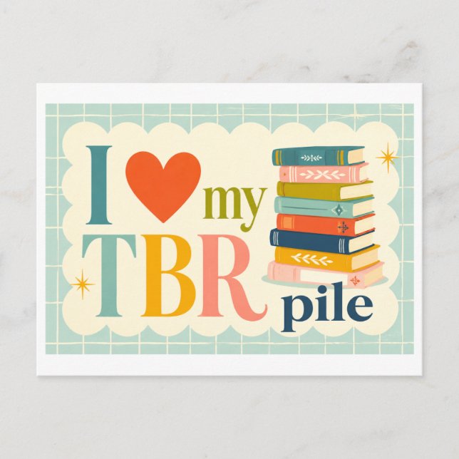 "Ich [Herz] meinen TBR-Stapel" Postkarte (Vorderseite)