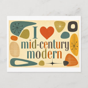 "Ich [Herz] Mid-Century Modern" Postkarte