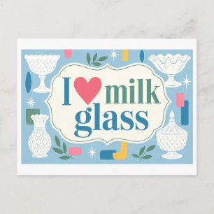 "Ich [Herz] Milchglas" Postkarte