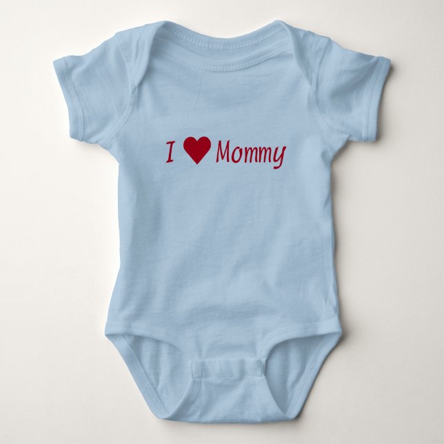 Ich [Herz] Mommy Blue Bodysuit Baby Strampler (Vorderseite)
