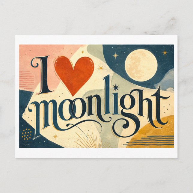 "Ich [Herz] Mondlicht" Postkarte (Vorderseite)