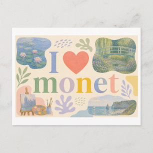 "Ich [Herz] Monet" Postkarte