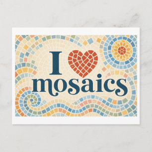 "Ich [Herz] Mosaiken" Postkarte
