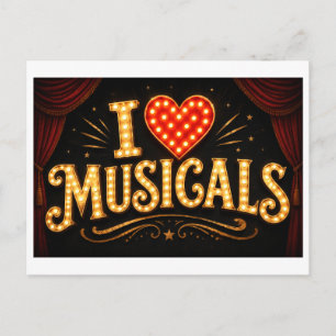 "Ich [Herz] Musicals" Postkarte