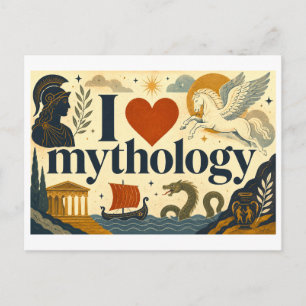 "Ich [Herz] Mythologie" Postkarte