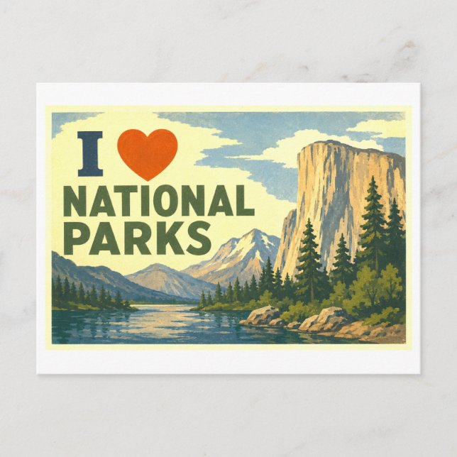 "Ich [Herz] Nationalparks" Postkarte (Vorderseite)